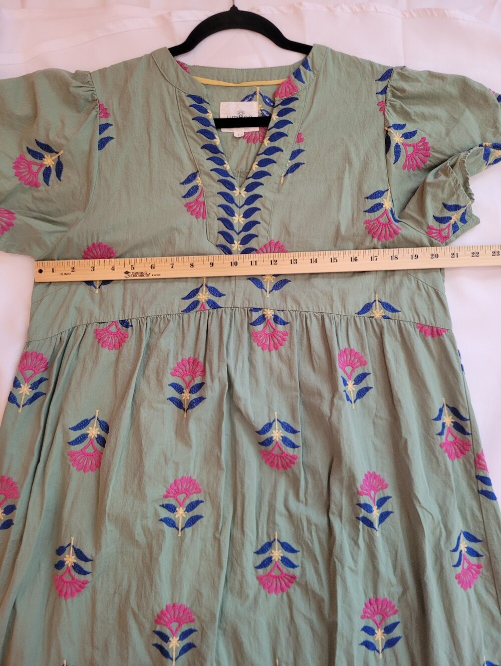 Umgee Womens Green Floral Embroidered Boho Midi Dress Large - Picture 7 of 9